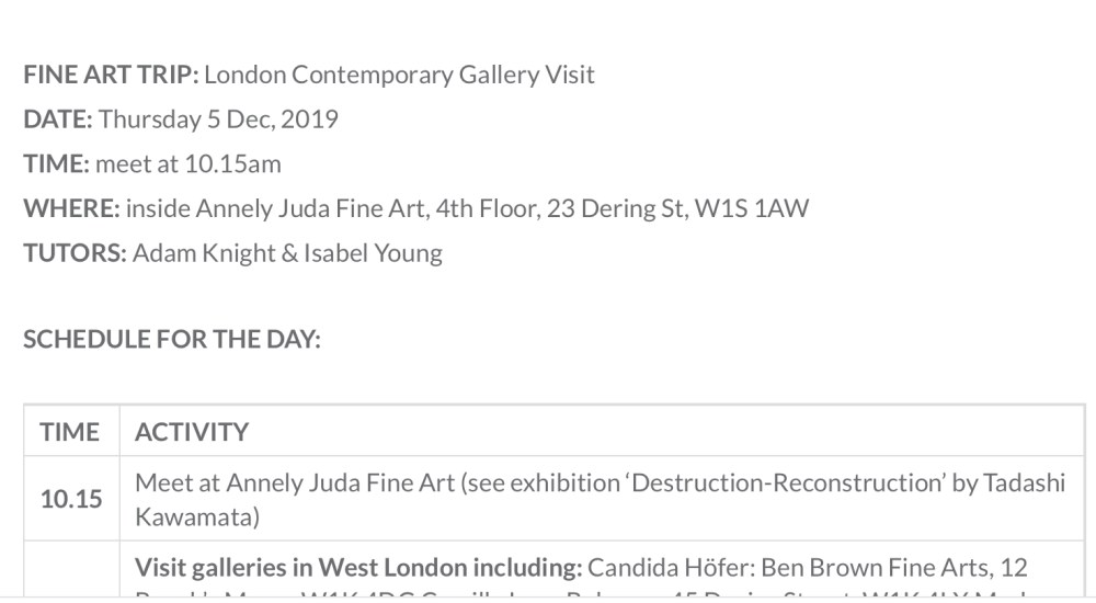 week 21: Thursday Exhibition visits.